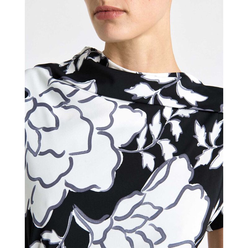 Cue Graphic Floral Fold Neck Midi Dress image number 2